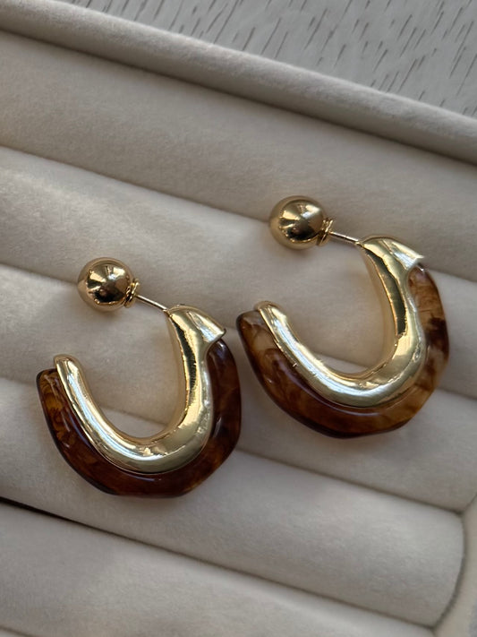Brown acrylic earring
