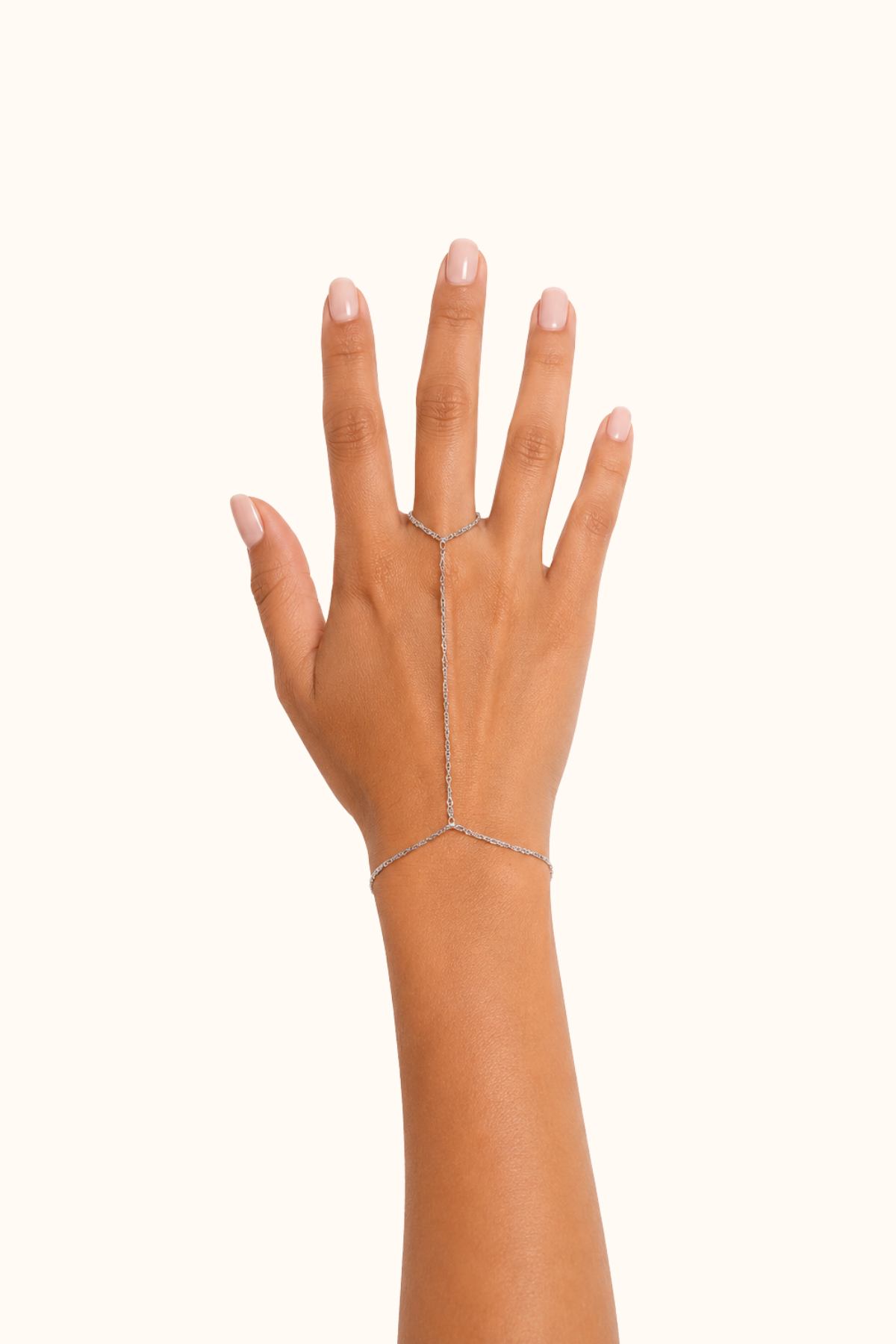Minimal silver hand chain