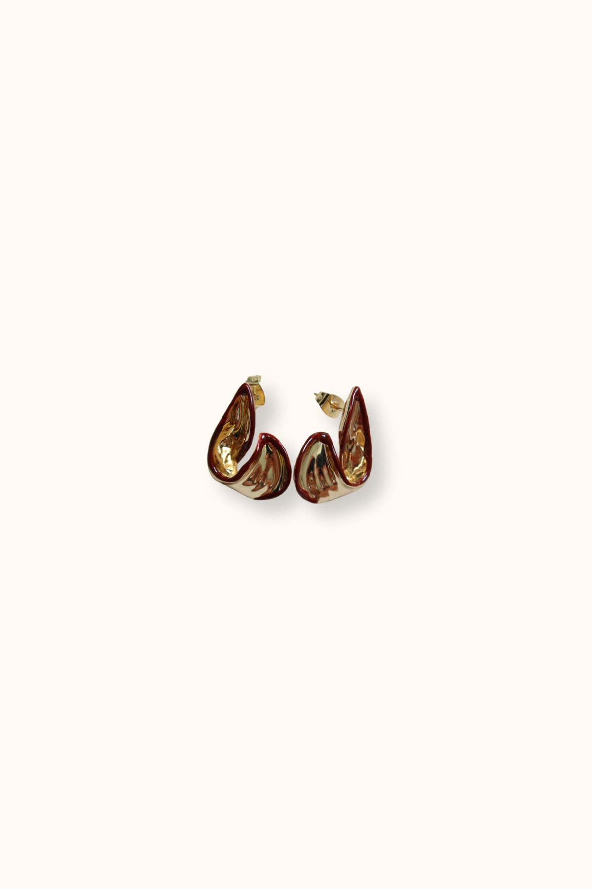 Earring red with gold