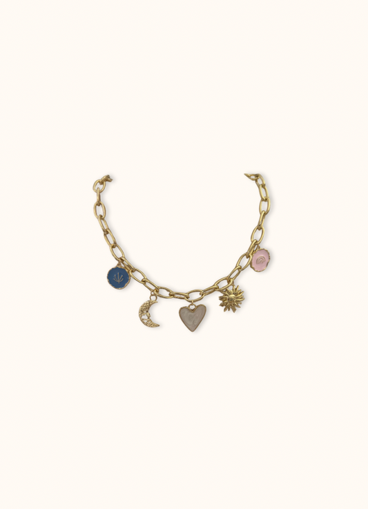 Charm chain with sun and moon
