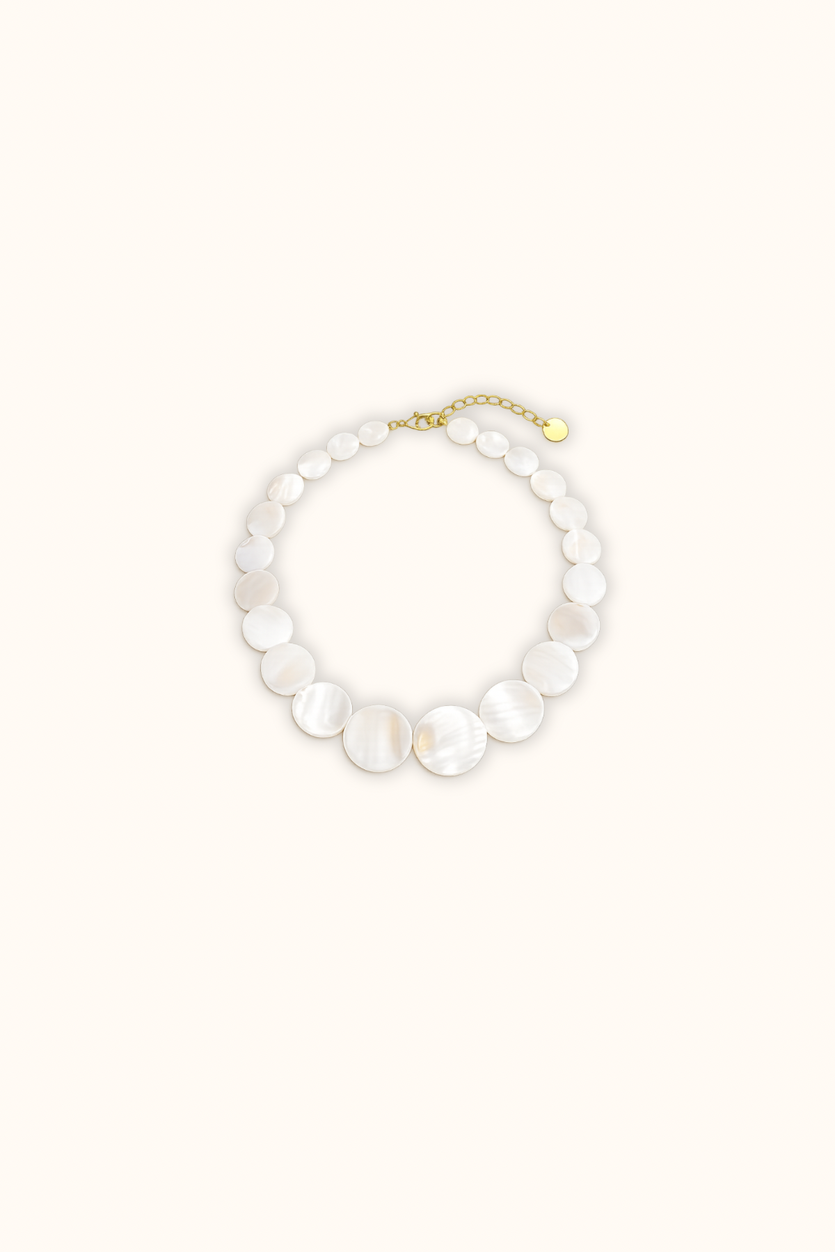 White flat pearl bead necklace