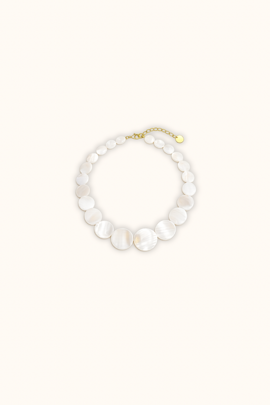 White flat pearl bead necklace
