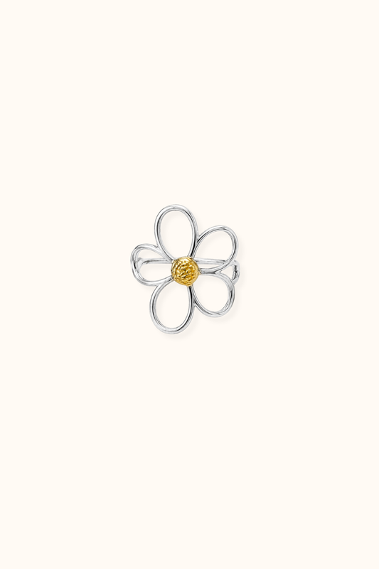 Flower silver ring