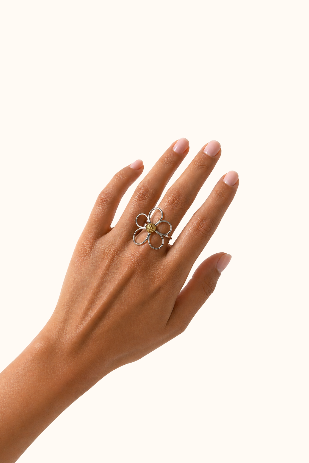 Flower silver ring