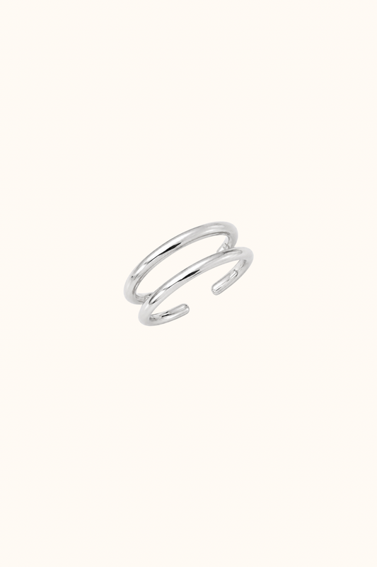 Double band silver ring